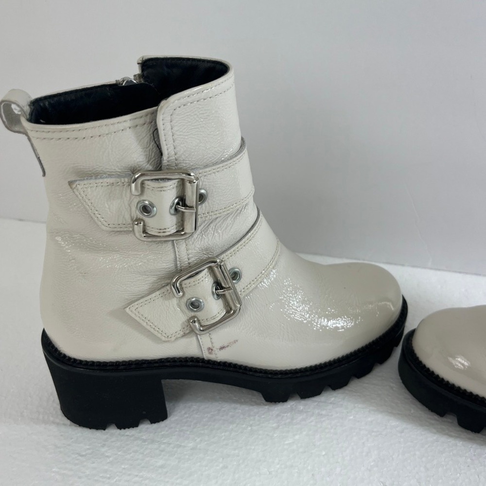 Paul‎ Green Ankle Boots Womens White Sz 6 Block Heel Buckle Accents Zip Up - Picture 3 of 15